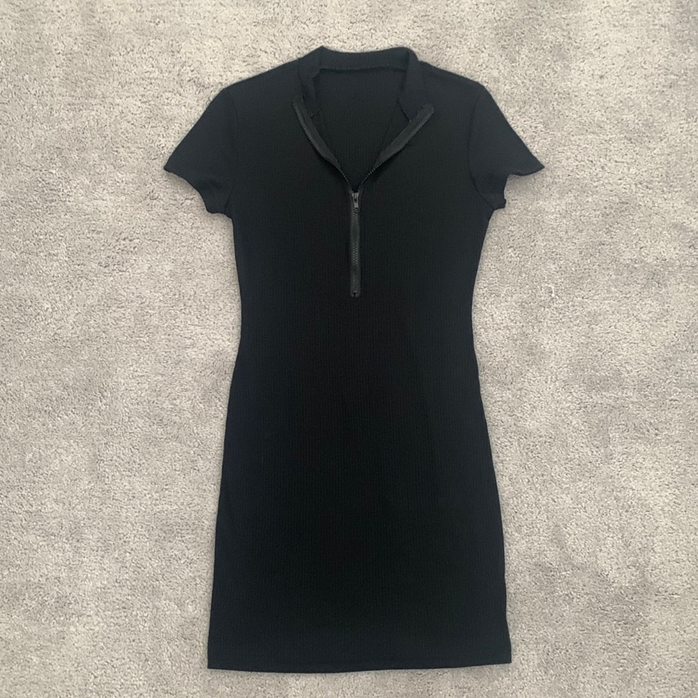 Black Mini Zip Up Dress Size S Worn Once